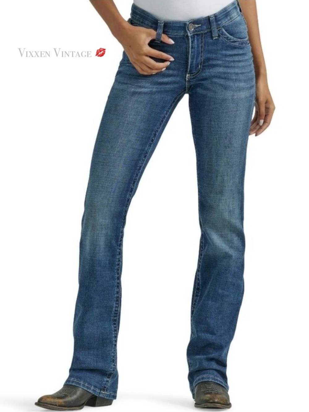 WRANGLER LOW RISE 'BOOT CUT' JEANS IN MEDIUM WASH
